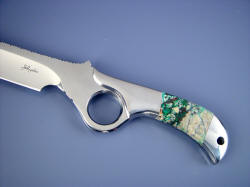 "Khensu" obverse side handle detail. Gemstone handle is tough and beautiful.