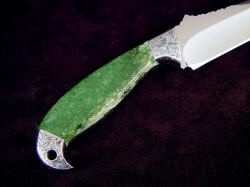 "Mercator" reverse side handle detail. This is a beautiful specimen of California Nephrite Jade gemstone.