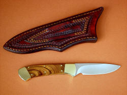 "Mirach" reverse side view. Sheath back is tooled, and has double row stitching on belt loop for durability