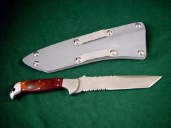 "PJLT" Combat, tactical CSAR, CQC, CQB knife, reverse view. Note reversible 1.75" aluminum belt loops