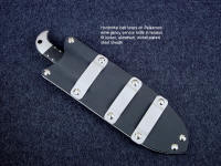 "Palaemon" tactical rescue, emergency response knife, sheath back, horizontal belt loop arrangement view